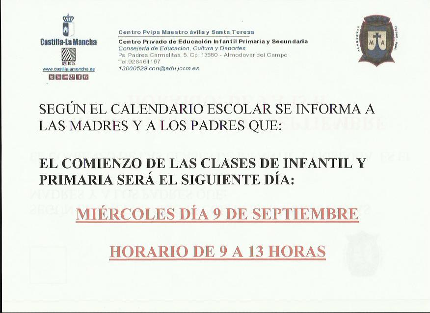 Comienzo curso 2015