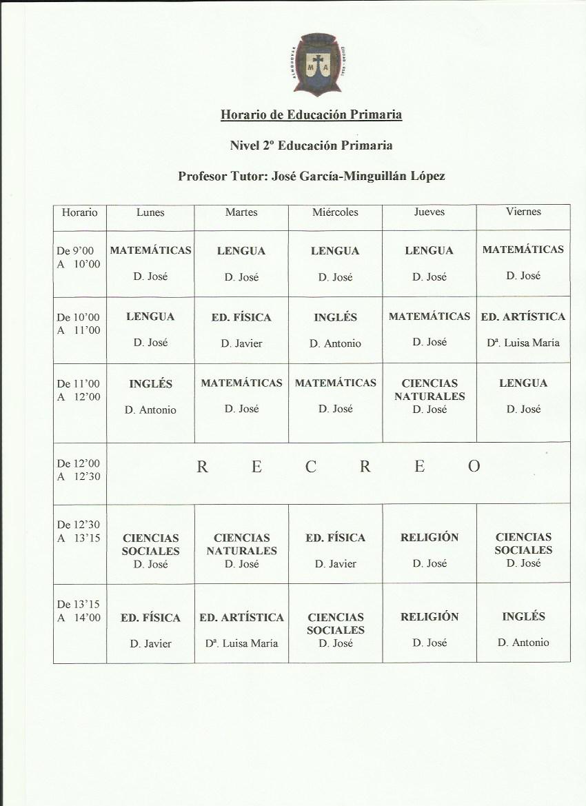 HORARIO 2º