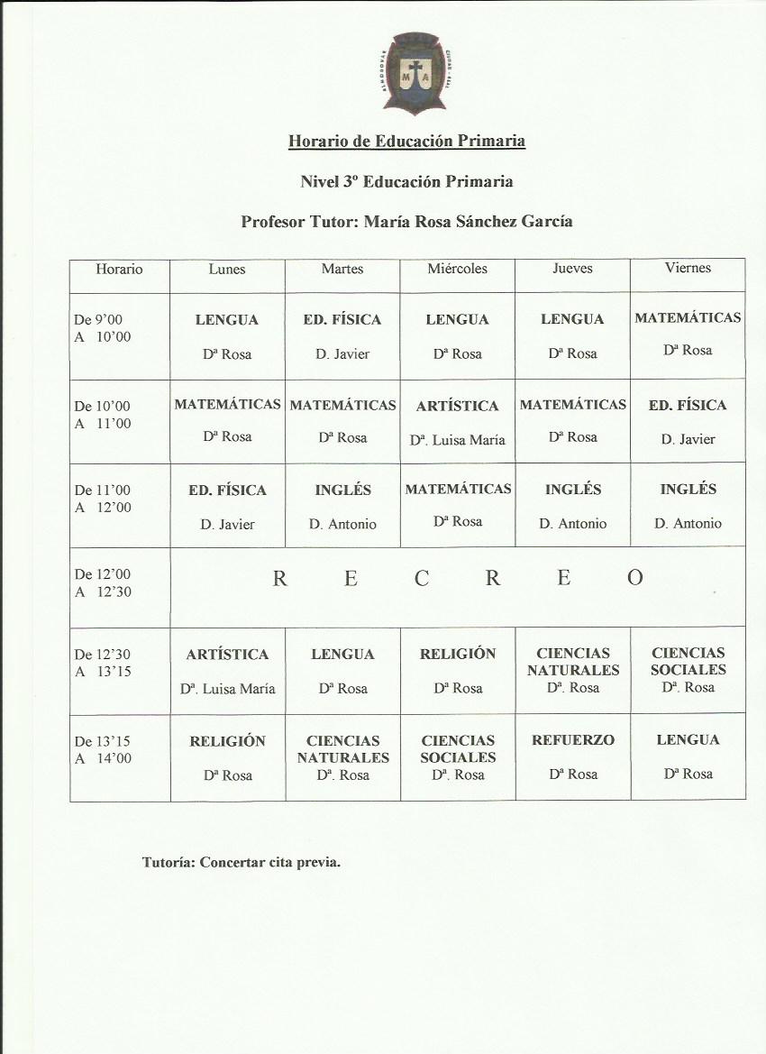 HORARIO 3º