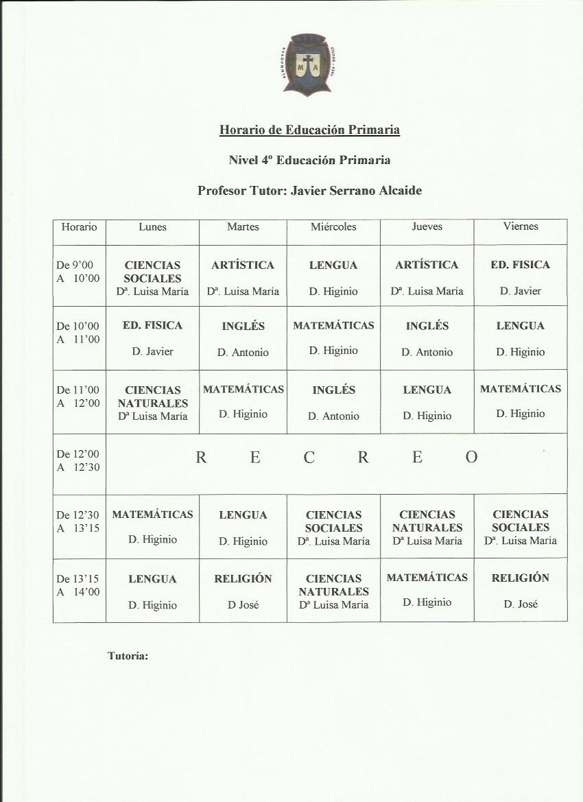 HORARIO 4º