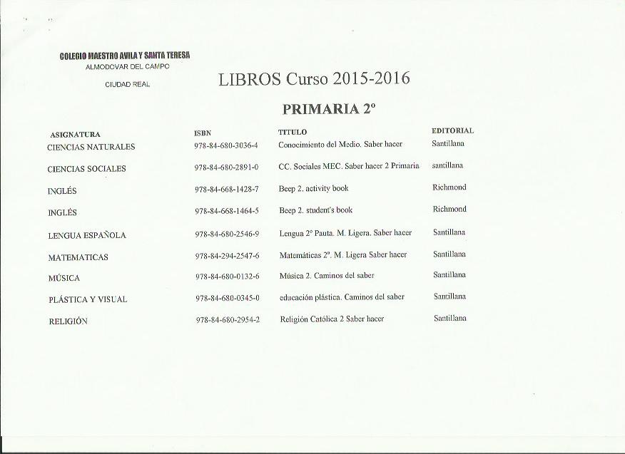 Libros 2º
