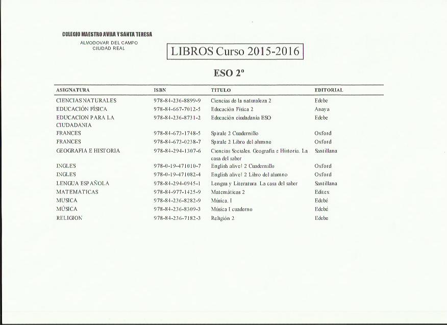 Libros 2º ESO