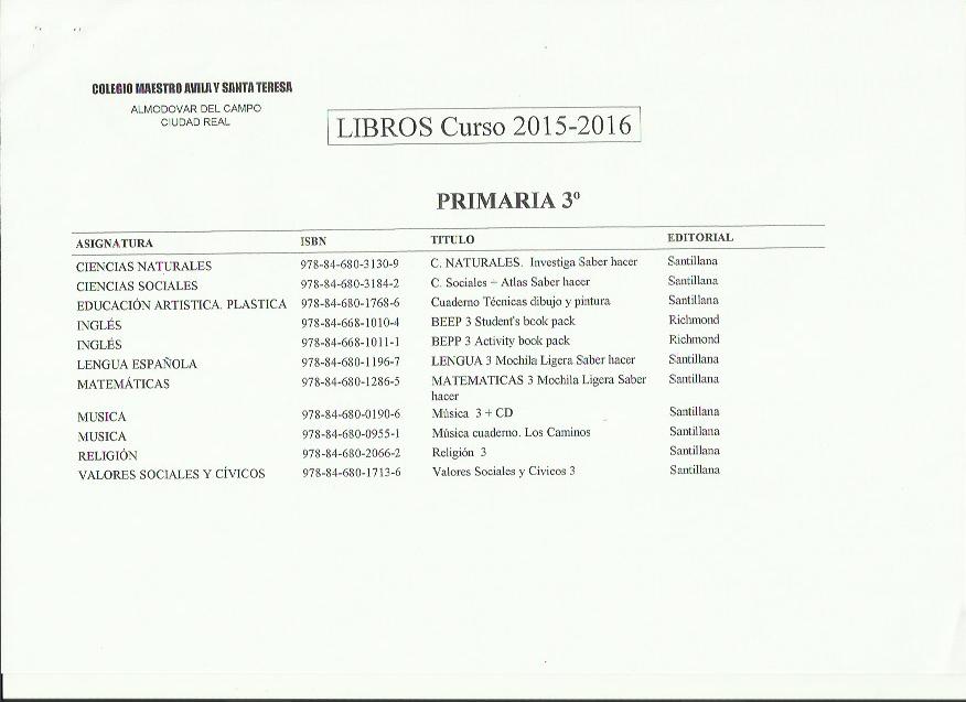 Libros 3º