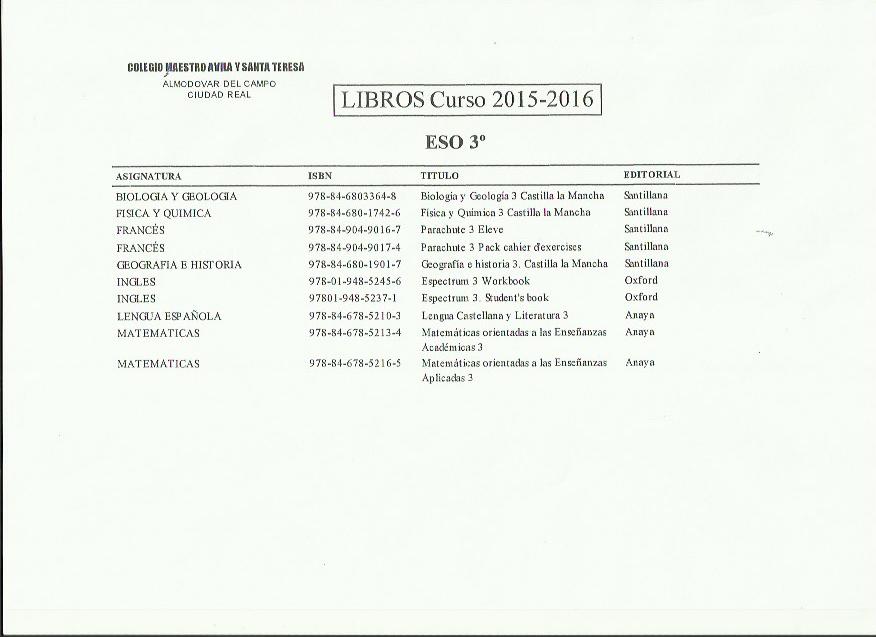Libros 3º eso