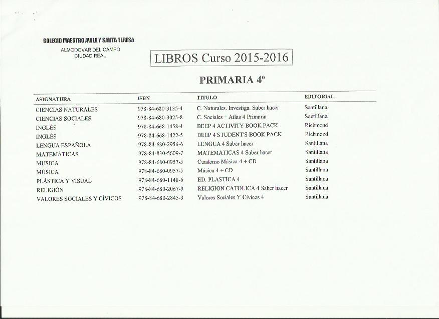 Libros 4º