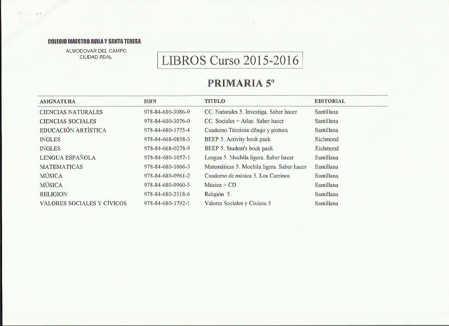 Libros 5º